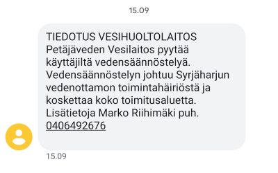 Vettä ei saa alkaa hamstraamaan